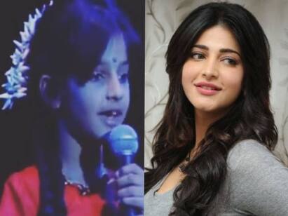 actress Shruti Haasan childhood stage speech video viral on social media Watch Video:  ’பெரியோர்களே.. தாய்மார்களே’ : மேடை பேச்சில் அசத்தும் ’குட்டி ஸ்ருதிஹாசன்’ : வைரலாகும் வீடியோ..!