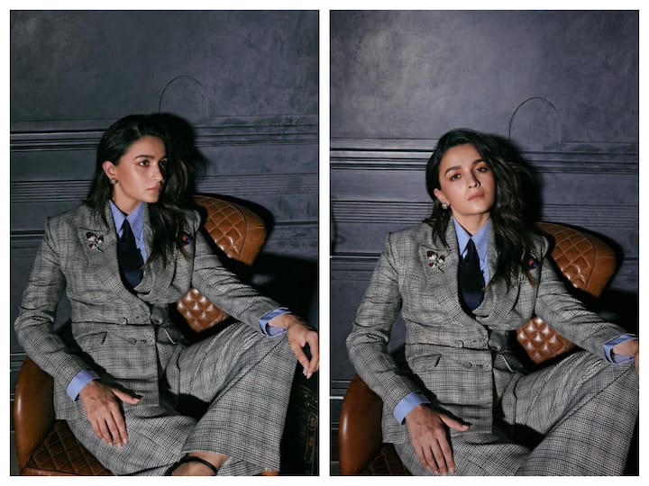 Alia Bhatt recently stepped out in boss lady avatar wearing a grey checkered tailored pantsuit.