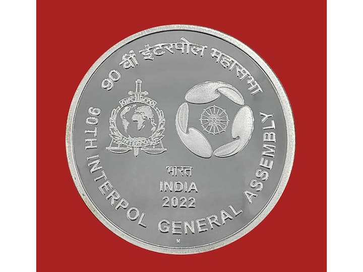 The Government of India released this Rs 100 commemorative coin to mark the 90th Interpol General Assembly which was hosted by India from October 18 to October 22, 2022. (Image Source: Ministry of Finance)