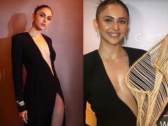 Rakul Preet Singh Confidently Poses In A Low Neckline Black Gown - SEE PICS