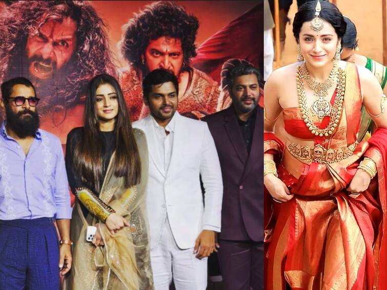 Ponniyin Selvan 2 promotion actress Trisha speech Karthi Jayam Ravi Vikram Aishwarya Lekshmi Sobhita details Ponniyin Selvan 2: ஆயுத எழுத்து ஷூட்டிங்கில் கார்த்தி பைக் ஓட்ட சொல்லிக் கொடுத்தாரு... ஜெயம் ரவி அண்ணா.. த்ரிஷா உற்சாகப் பேச்சு!