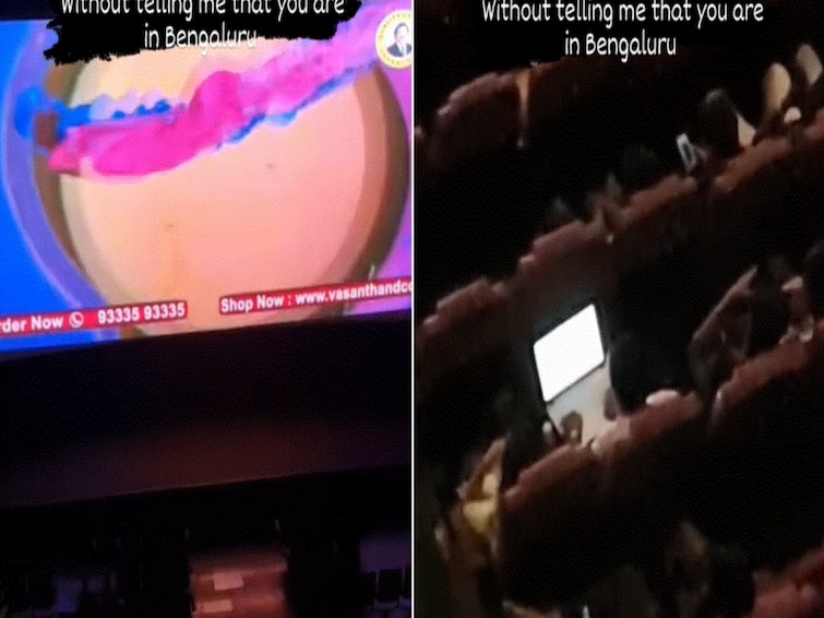 Man Spotted Working On Laptop While Watching Movie In Theatre Video Goes Viral Man Spotted Working On Laptop While Watching Movie In Theatre, Video Goes Viral