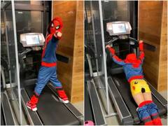 कॉस्टयूम पहनने से नहीं मिल जाती सुपर पावर, स्पाइडरमैन की ड्रेस पहन ट्रेडमिल पर गिरा शख्स