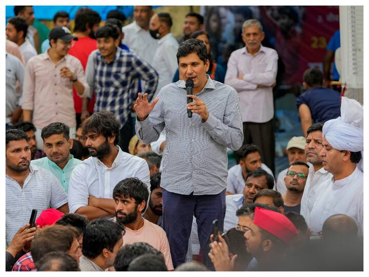 The grapplers, including Bajrang Punia, Sakshi Malik and Vinesh Phogat, had started their protest over the issue in January but ended their sit-in after an assurance from Union Sports Minister Anurag Thakur. (Image: PTI)