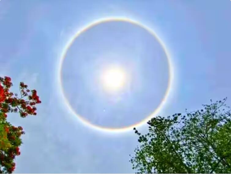 Solar Halo was created around the sun today in north India how it will created what it means detail marathi news Solar Halo: कसं येतं सूर्याभोवतीचं वलय... का म्हणतात याला 'सोलार हेलो'?