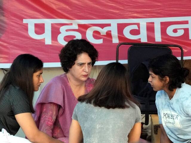 पहलवानों को समर्थन देने प्रियंका गांधी पहुंची जंतर मंतर, सातवें दिन भी धरना जारी