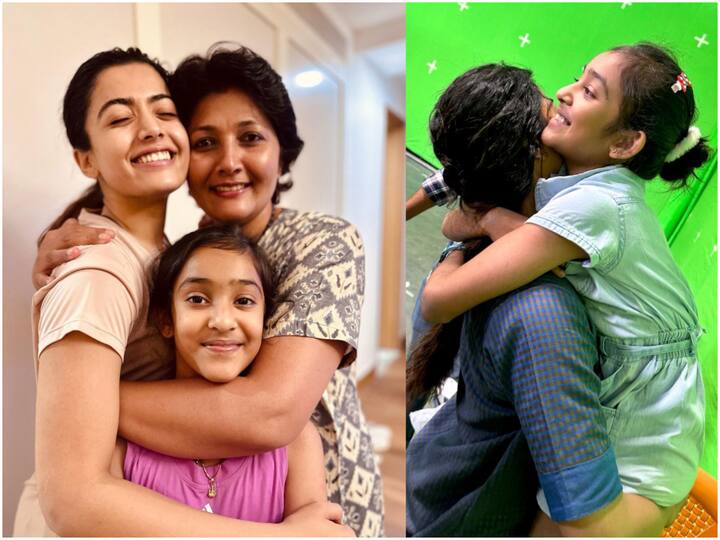 Rashmika younger sister Shiman Mandanna mother Suman visits Rainbow movie sets Rashmika Mandanna Sister : 'రెయిన్ బో' సెట్స్‌లో రష్మిక చిట్టి చెల్లెలు - ఎంత ఎదిగిపోయావమ్మా!