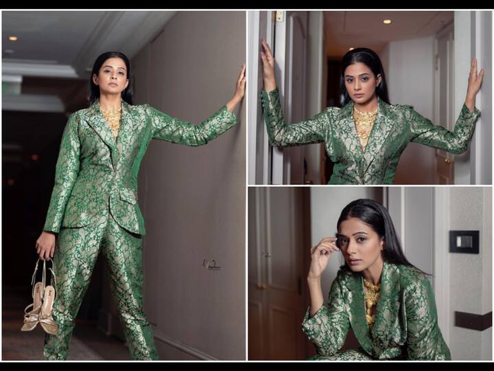 'The Family Man' actress Priya Mani is stealing hearts with her gorgeous look in a green brocade pantsuit.