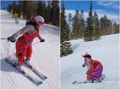 Video: साड़ी पहन बर्फीली पहाड़ी पर स्कीइंग करती नजर आई महिला, हैरान कर रहा वीडियो