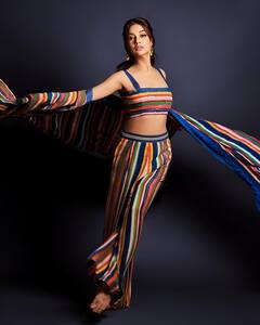Divya Agarwal Poses In Colourful Stripes. See Pics