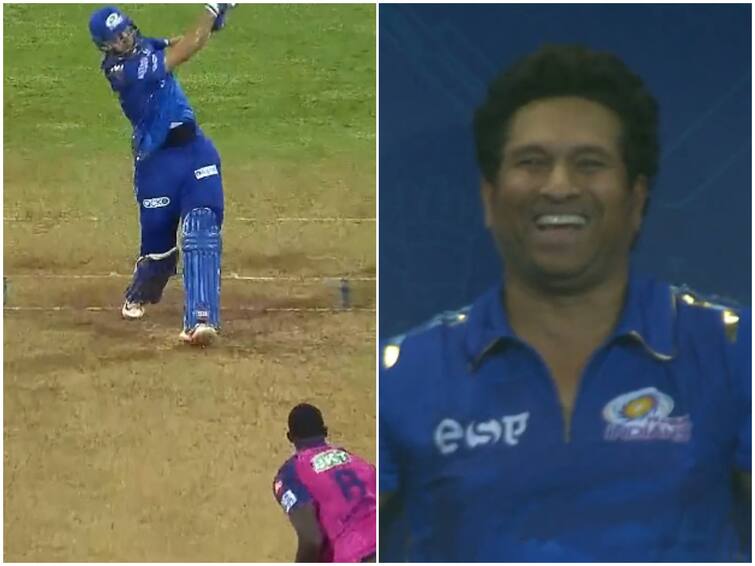 MI vs RR IPL 2023 Sachin Tendulkar's Reaction To Tim David's Huge Six Goes Viral On Internet MI vs RR, IPL 2023 | Sachin Tendulkar's Reaction To Tim David's Huge Six Goes Viral. WATCH