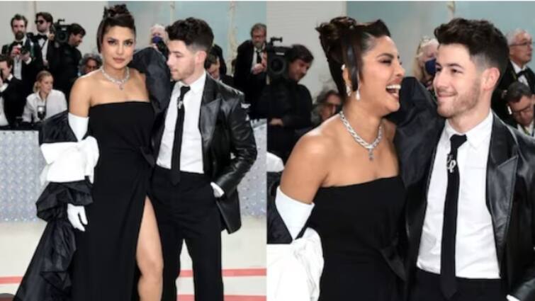 Priyanka Chopra and Nick Jonas twin in black at Met Gala 2023, fans say: 'These two are too hot to handle' Priyanka and Nick Jonas at Met Gala 2023: 'মেট গালা ২০২৩'-এর মঞ্চে চোখধাঁধানো উপস্থিতি নিক-প্রিয়ঙ্কার