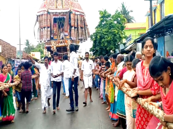 திருக்கடையூர் திருத்தேர் உற்சவம் -  திரளான பக்தர்கள் வடம் பிடிப்பு