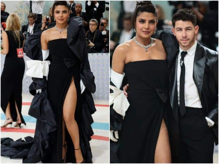 Met Gala: Priyanka Chopra ने पति Nick के साथ की ब्लैक में ट्विनिंग, थाई-हाई स्लिट गाउन में एक्ट्रेस ने लूटी महफिल