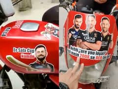 వీరాభిమానానికి ఇది నెక్స్ట్ లెవల్ - బైక్ మొత్తం ఆర్సీబీ స్టిక్కర్లే - వీడియో వైరల్