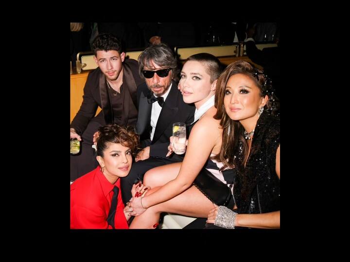 Nick Jonas and Priyanka Chopra spent the Met Gala after party in the company of actors Ashley Park, Florence Pugh, and Pierpaolo Piccioli of Valentino. The party of five happily posed for the camera.