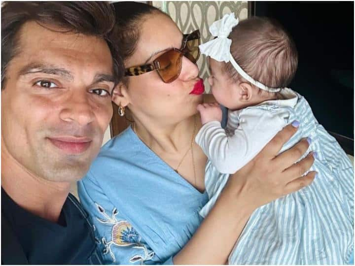 Bipasha Basu shared a lovely picture with daughter Devi and husband Karan Singh Grover See Pics Bipasha Basu ने बेटी देवी और पति करण संग शेयर की प्यारी फोटो, लिखा- 'एक तस्वीर में मेरी सारी दुनिया'