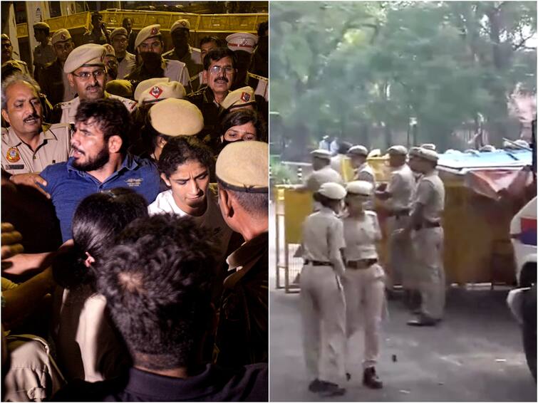 Wrestlers Protest Heavy Security At Jantar Mantar After Scuffle Between Protestors Delhi Police WFI Protest Bhushan Sharan Singh Supreme Court 10 Points Wrestlers’ Protest: Heavy Security At Jantar Mantar, Delhi On Alert As More People Expected To Join — Top Points