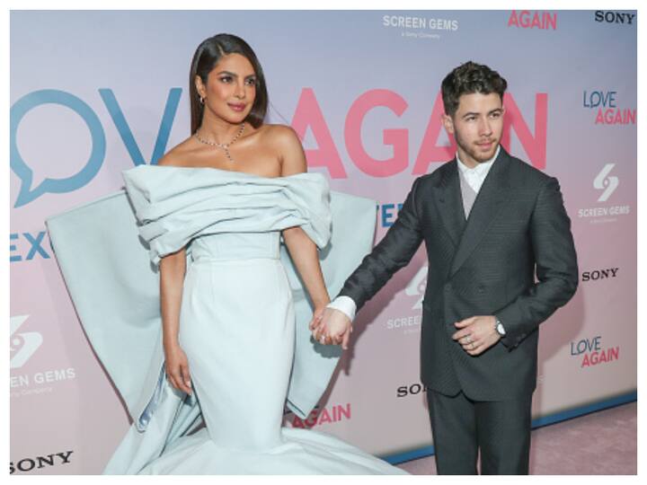 Priyanka Chopra attended the New York premiere of her upcoming film 'Love Again' also starring Sam Heughan, with her husband Nick Jonas.