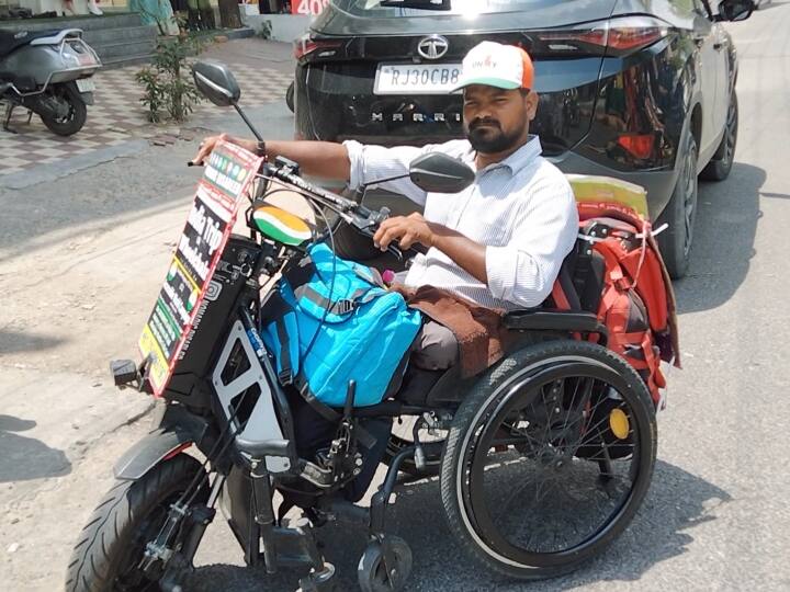 udaipur mohammad hassan imam from bihar has set out on wheelchair india tour ann Rajasthan: दिव्यांग होकर भी व्हीलचेयर पर पूरा भारत नाप रहे हसन, उद्देश्य और यात्रा है बेहद खास, पढ़ें कहानी