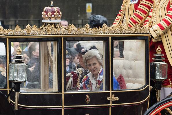 Princess Alexandra travelled in a Gold State Coach during the Coronation Procession from Westminster Abbey to Buckingham Palace. (Image Source: Getty)