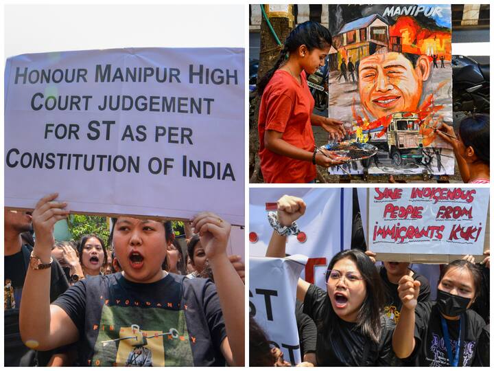 Manipur's Meitei community, residing in Delhi, Mumbai, and Guwahati, staged demonstrations demanding action against those involved in violence in their home state.