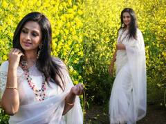 Actress Laya: పూల వనంలో అందాల లయ, తెల్ల చీరలో కనువిందు