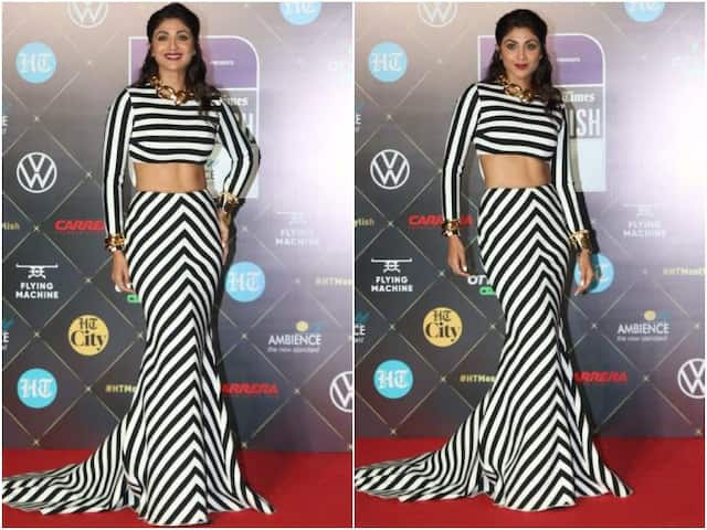 Shilpa Shetty Trolled For Wearing Black And White Striped Dress In Event Users Called Her Zebra Crossing | ब्लैक एंड व्हाइट स्ट्राइप ड्रेस पहन इवेंट में पहुंची Shilpa Shetty हुईं ट्रोल, यूजर्स