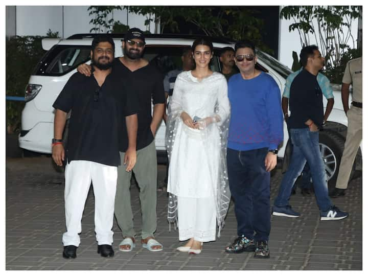 The trailer of Prabhas and Kriti Sanon starrer is all set to release on Tuesday (May 9). The film's entire team was spotted at Mumbai airport ahead of the trailer launch.