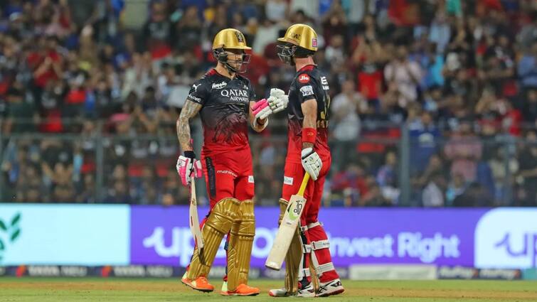 IPL 2023 RCB give target of 200 runs against MI in Match 54 at Wankhede Stadium 2023 Ipl live marathi News IPL 2023, MI vs RCB: मॅक्सेवलेचे वादळ, फाफची फटकेबाजी, आरसीबीची 199 धावांपर्यंत मजल