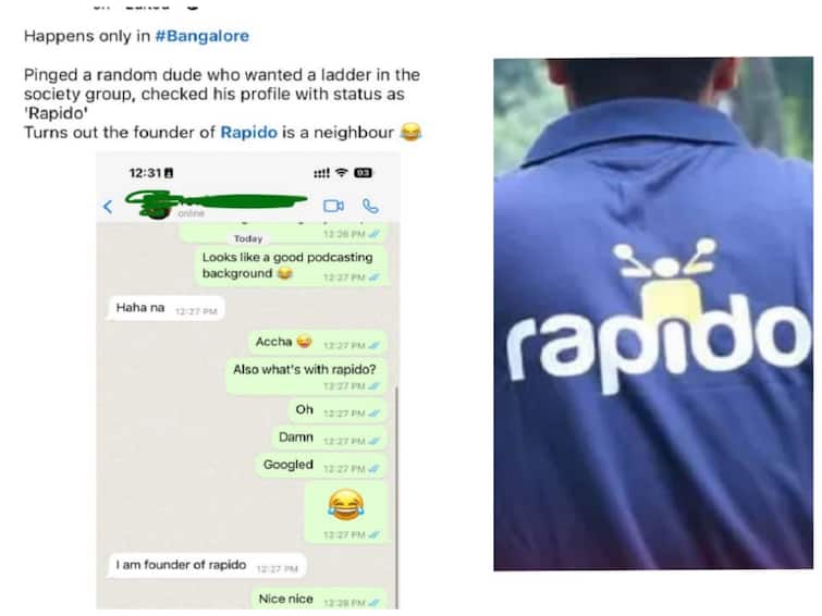 Bengaluru Man Finds Out His Neighbour Is Founder Of Rapido WhatsApp Chat Is Viral Bengaluru Man Finds Out His Neighbour Is Rapido's Founder After He Asks For Ladder, WhatsApp Chat Is Viral