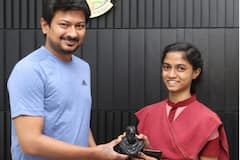 IN PICS: TN CM Stalin, Son Udhayanidhi Meet Nandini Who Secured Full Marks In Board Exams