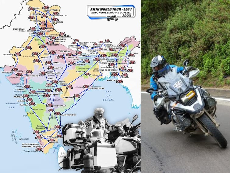 ajith kumar covers entire india on bike.map marking places he visited has been released Ajith Kumar: உலகம் சுற்றும் சிட்டிசன்: இந்தியா முழுவதும் அஜித் சென்ற இடங்களை காட்டும் வரைபடம்