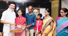 IN PICS: TN CM Stalin, Son Udhayanidhi Meet Nandini Who Secured Full Marks In Board Exams