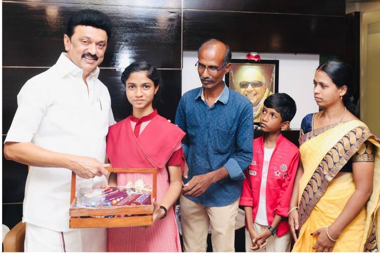 CM Stalin Meets Daily Wager's Daughter Nandini Who Got Perfect Score In Class 12, Assures Necessary Assistance CM Stalin Meets Daily Wager's Daughter Nandini Who Got Perfect Score In Class 12, Assures Necessary Assistance