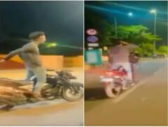 Viral Video : ਫੁਲ ਸਪੀਡ ਨਾਲ ਚੱਲ ਰਹੀ ਸੀ ਬਾਈਕ... ਫਿਰ ਸਟੰਟ ਕਰਦੇ ਹੋਏ ਖਾ ਲਿਆ ਗੁਟਖਾ! ਗ੍ਰਿਫਤਾਰ