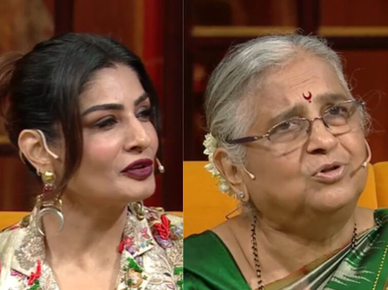 The Kapil Sharma Show Sudha Murthy Raveena Tandon Guneet Monga appeared on Show see promo The Kapil Sharma Show :  'द कपिल शर्मा शो'मध्ये सुधा मुर्ती, रवीना टंडन आणि गुनीत मोंगा यांनी लावली हजेरी; सांगितले मजेशीर किस्से