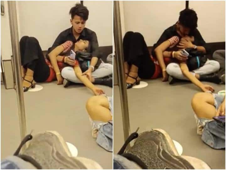 मेट्रो का एक और वीडियो वायरल... इस बार फर्श पर लेटकर Kiss करता नजर आया कपल! देखें वीडियो couple was caught kissing in Delhi Metro video goes viral मेट्रो का एक और वीडियो वायरल... इस बार फर्श पर लेटकर Kiss करता नजर आया कपल! देखें वीडियो