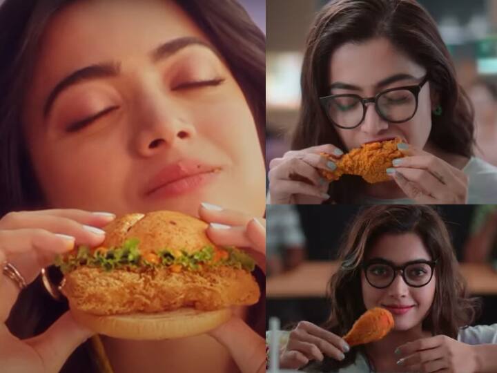 Rashmika Mandanna being trolled for eating fried chicken in the new promotion video Watch Video: சிக்கன் பர்கர் சாப்பிட்டது ஒரு குத்தமா..? ராஷ்மிகா மந்தனாவை ட்ரோல் செய்யும் நெட்டிசன்கள்..! ஏன்?