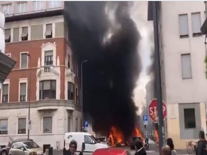 massive explosion in Milan City Italy one person injured Italy Milan Blast: इटली: मिलानमध्ये कारमध्ये भीषण स्फोट, अनेक वाहने जळून खाक
