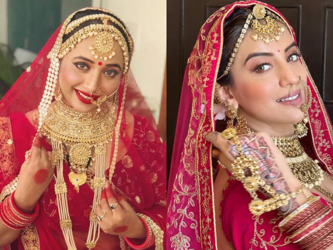 Bhojpuri Actr | Actress Bridal Look: दुल्हन के जोड़े में कुछ यूं लगती हैं  भोजपुरी हसीनाएं, पर्दे पर बनी ये दुल्हनें आज भी हैं कुंवारी