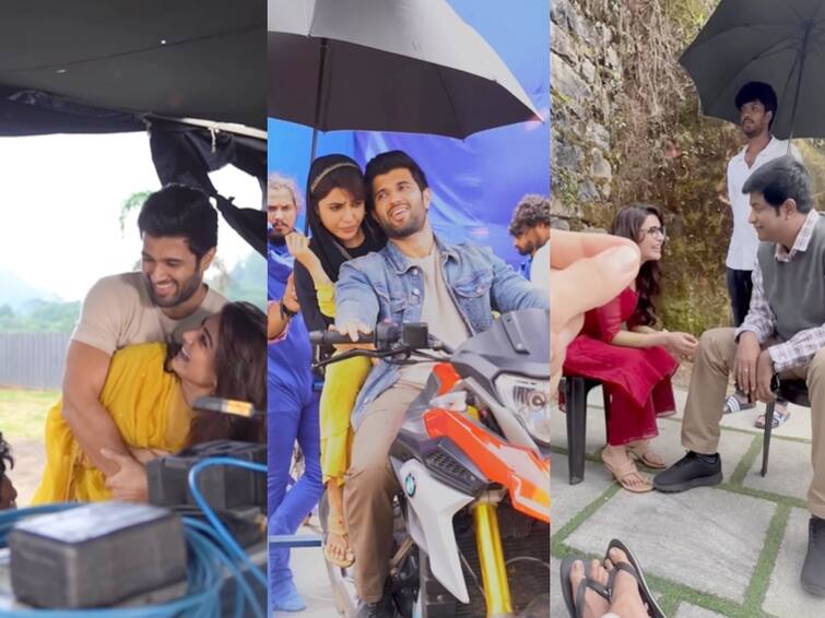 kushi shooting spot vijay devarakonda shares video with Samantha their sizzling chemistry win hearts of netizens Kushi Shooting spot: சமந்தாவுக்கு தெரியாமல் ரீல்ஸ்... ஆஃப் ஸ்க்ரீன் கெமிஸ்ட்ரியால் லைக்ஸ் அள்ளும் விஜய் தேவரகொண்டா!