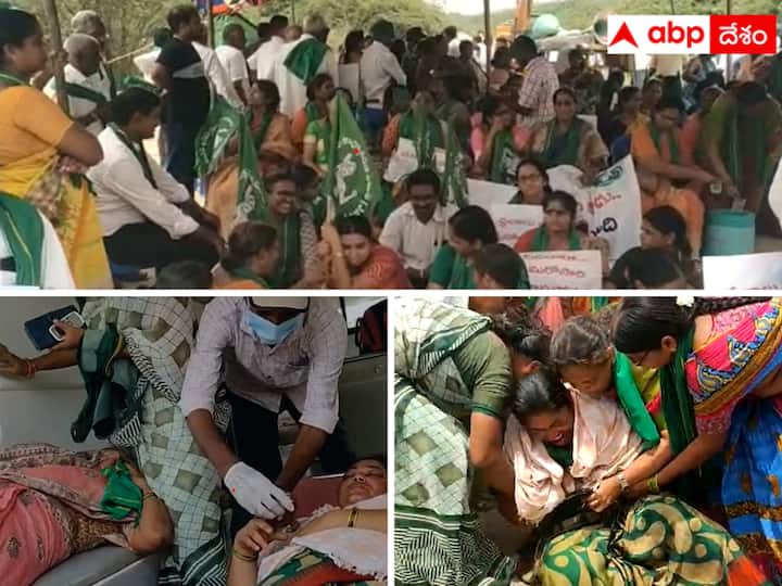 Women farmers protested by pouring petrol in Amaravati. Amaravati Lands Issue :  అమరావతిలో ఉద్రిక్తత - పెట్రోల్ పోసుకున్న మహిళా రైతులు !