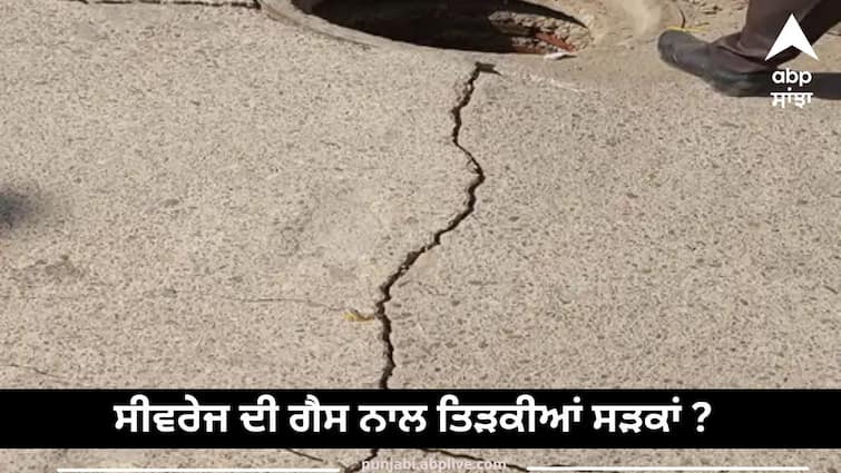 Cracks in the road people s claim  cracked ground with sewage gas Ludhiana News: ਸੜਕ 'ਚ ਆਈਆਂ ਤਰੇੜਾਂ, ਲੋਕਾਂ ਦਾ ਦਾਅਵਾ, ਸੀਵਰੇਜ ਦੀ ਗੈਸ ਨਾਲ ਤਿੜਕੀ ਜ਼ਮੀਨ