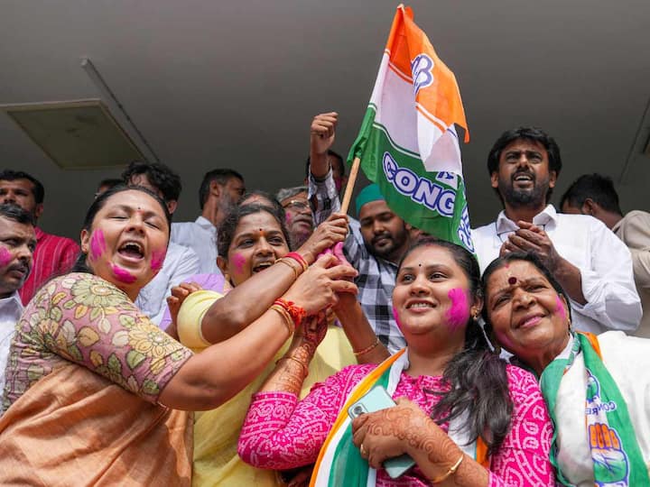 The opposition Bharatiya Janata Party has already conceded defeat as the Congress party workers were seen celebrating their victory in Karnataka. (Source: PTI)