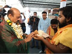 Karnataka Election Result 2023: CM Basavaraj Bommai Offers Prayer At Temple As Counting Begins — PICS