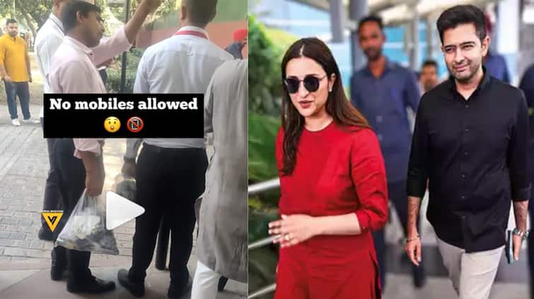 Mobile phones not allowed in Parineeti Chopra-Raghav Chadha engagement see how piles are lined up outside the Kapurthala house Parineeti-Raghav: ਪਰਿਣੀਤੀ-ਰਾਘਵ ਦੀ ਮੰਗਣੀ 'ਚ Phones ਨਹੀਂ ਅਲਾਊਡ, ਕਪੂਰਥਲਾ ਹਾਊਸ ਦੇ ਬਾਹਰ ਲੱਗੇ Mobiles ਦੇ ਢੇਰ