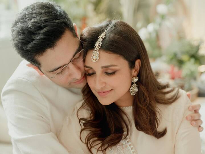 The much-awaited moment is here. Parineeti Chopra and Raghav Chadha have finally got engaged in a lavish ceremony at Kapurthala House, Both wore matching ivory-coloured outfits and looked adorable.