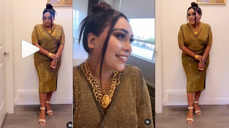 Punjabi Singer Afsana Khan appeared in a golden dress fans commented and said - Golden Queen Afsana Khan: ਅਫਸਾਨਾ ਖਾਨ ਗੋਲਡਨ ਡਰੈੱਸ 'ਚ ਆਈ ਨਜ਼ਰ, ਫੈਨਜ਼ ਕਮੈਂਟ ਕਰ ਬੋਲੇ- 'Golden Queen'