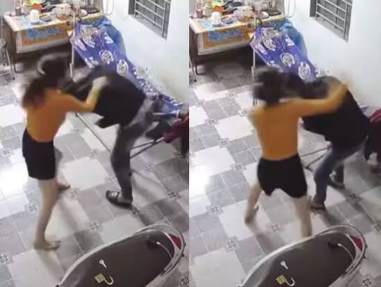 husband-returned-home-from-office-wife-thrashed-him-badly-video-viral Video: ਦਫਤਰ ਤੋਂ ਘਰ ਪਰਤਦਿਆਂ ਹੀ ਪਤਨੀ ਨੇ ਪਤੀ ਦੀ ਕੀਤੀ ਕੁੱਟਮਾਰ, ਵਜ੍ਹਾ ਜਾਣ ਕੇ ਤੁਸੀਂ ਵੀ ਹੋ ਜਾਓਗੇ ਹੈਰਾਨ